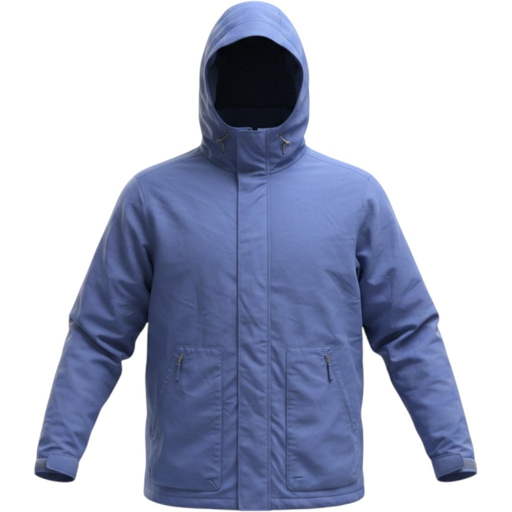 Lands End Mens Blue Squall Hooded Jacket Fleece Lined XXL 50-52 Rain Coat